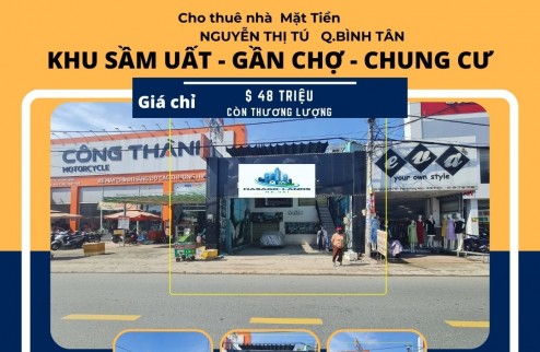 CHÍNH CHỦ-Cho thuê nhà mặt tiền Nguyễn Thị Tú 550m2,1Lầu, NGANG 10M